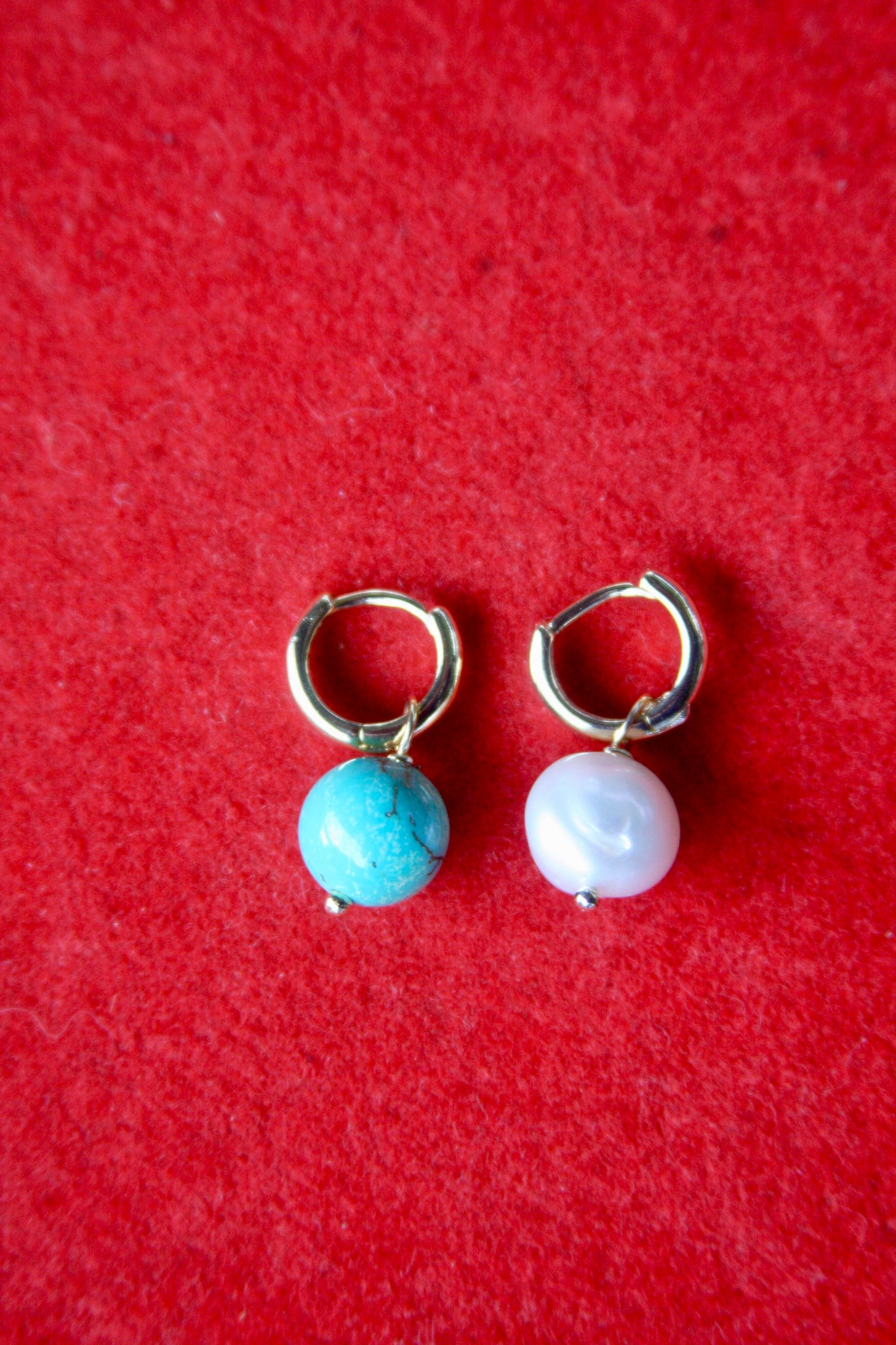 Gabi Earrings - Turquoise + Freshwater Pearl