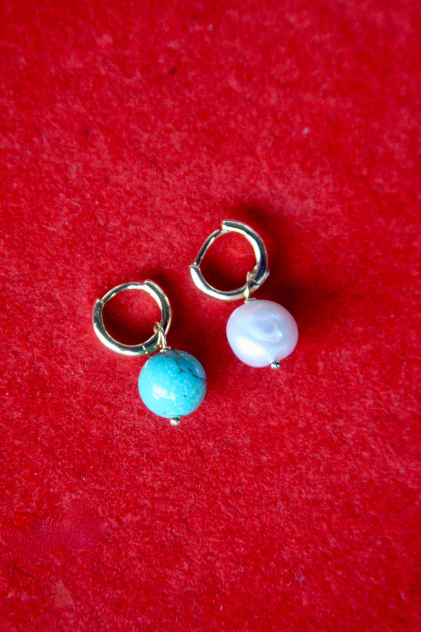 Gabi Earrings - Turquoise + Freshwater Pearl