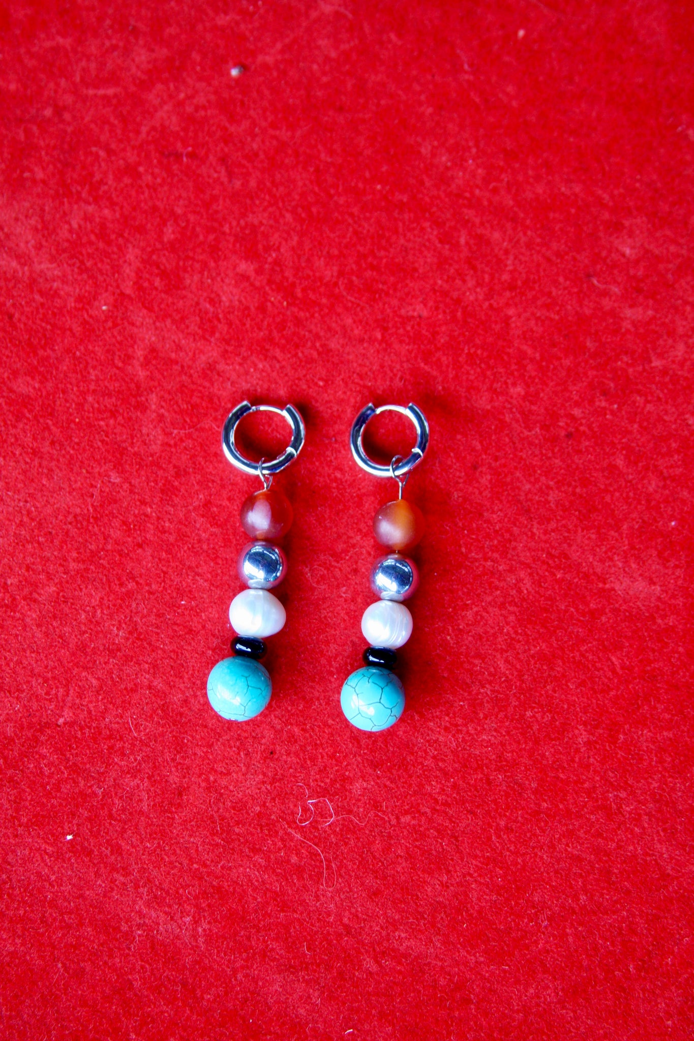 Prism Earrings - Matte Carnelian, Hematite, Pearl, Glass, Turquoise