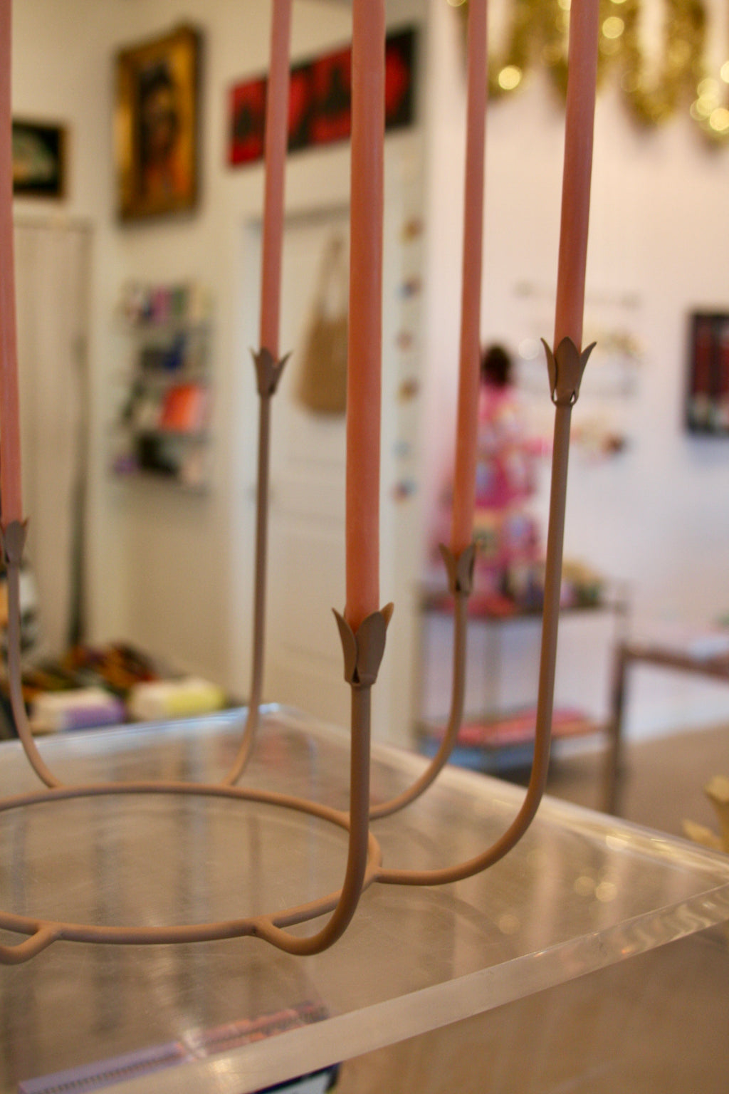 Beeswax Dipped Long Stem Candles - Light Pink Color