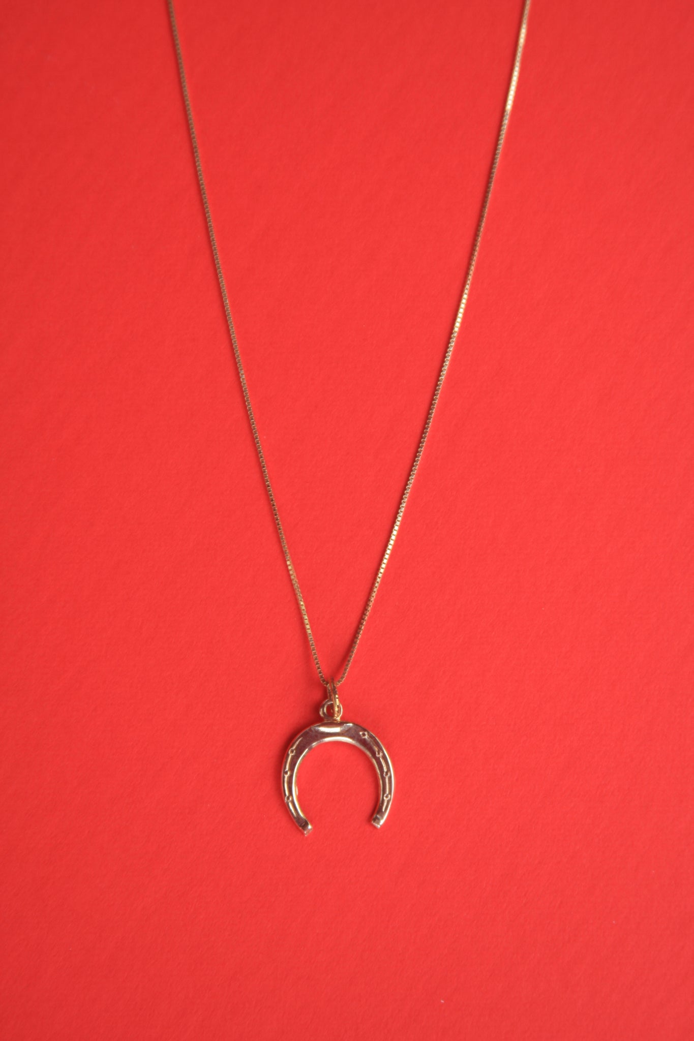 Vintage 14k Gold Horseshoe Charm Necklace