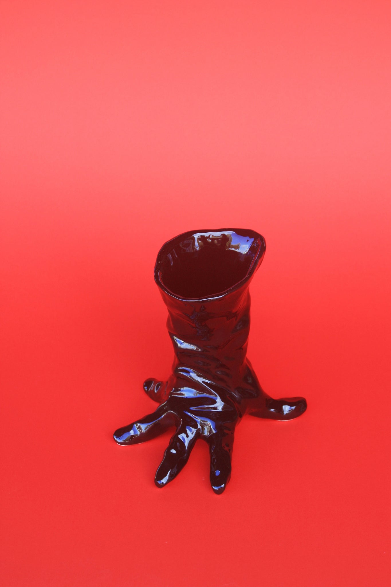 Handmade Ceramic Black Glove Vase