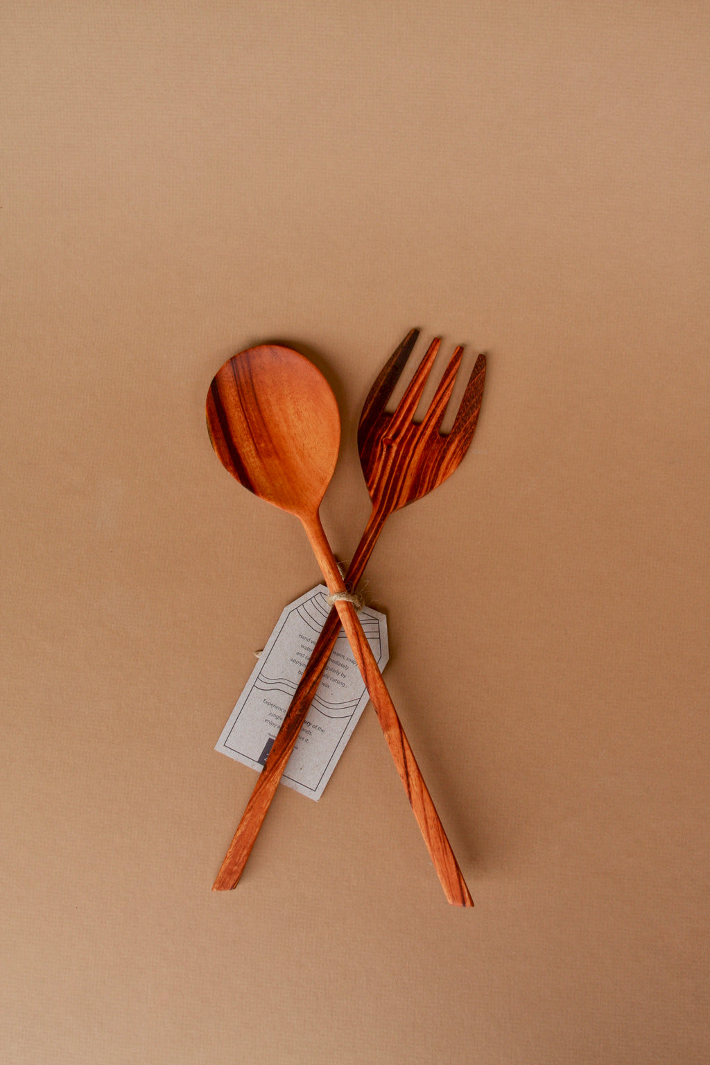 Hand Carved Wood Salad Servers