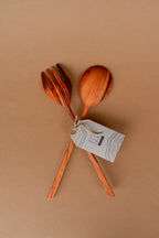 Hand Carved Wood Salad Servers