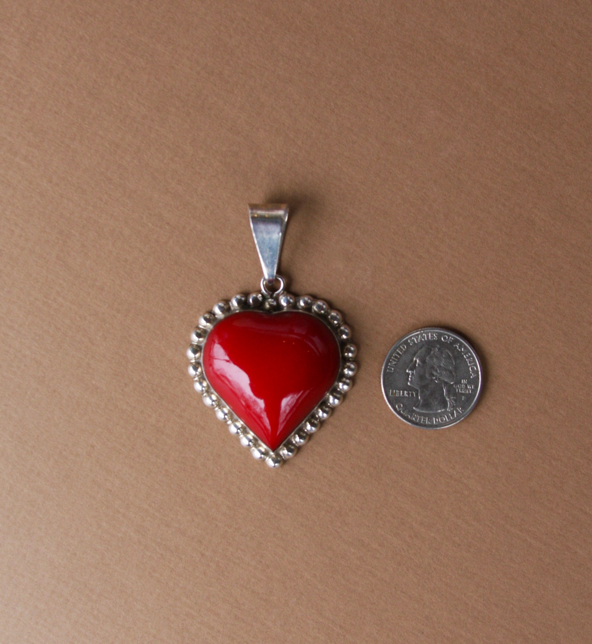 Sterling Silver Large Puffy Red Heart Charm