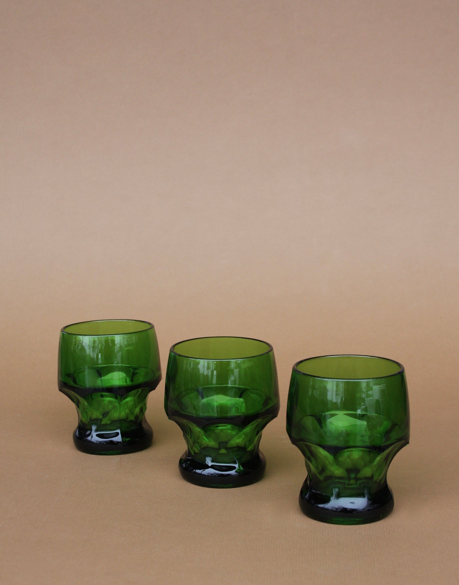Set of Three MCM Green Double Rocks Glasses