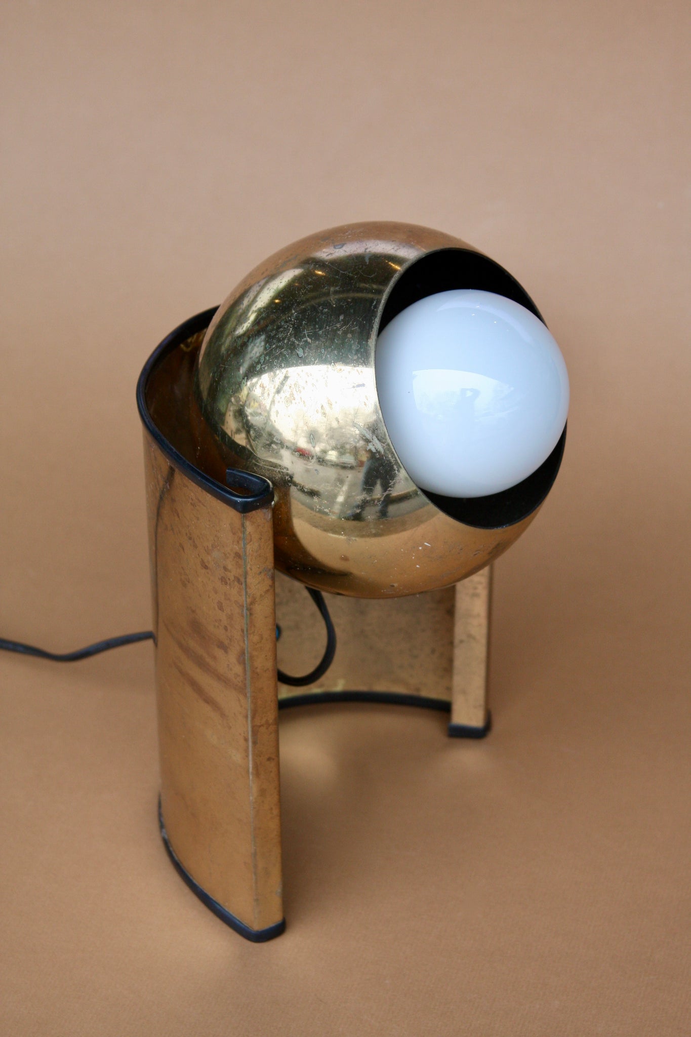 Gold 1970's Eyeball Lamp