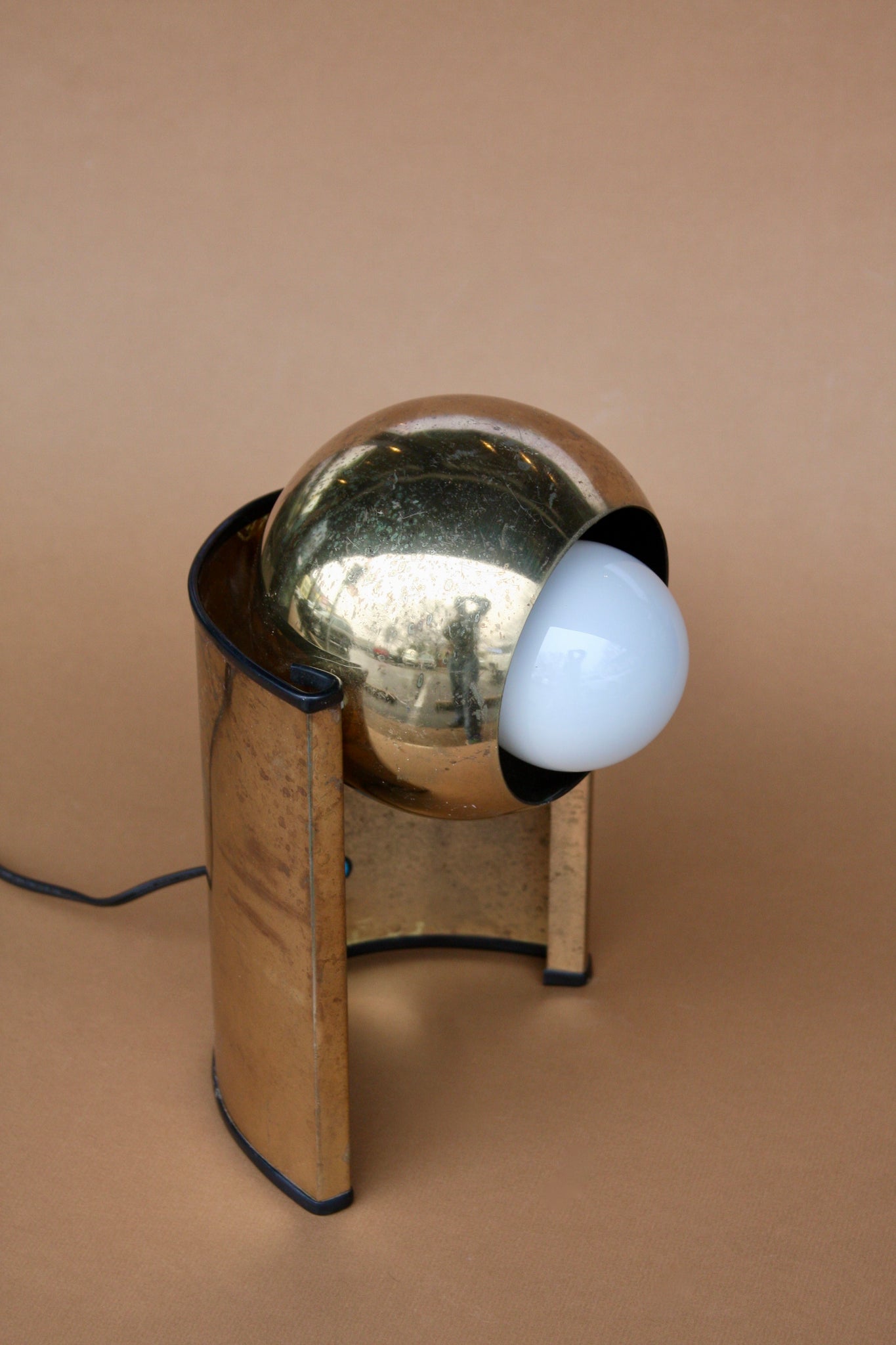 Gold 1970's Eyeball Lamp