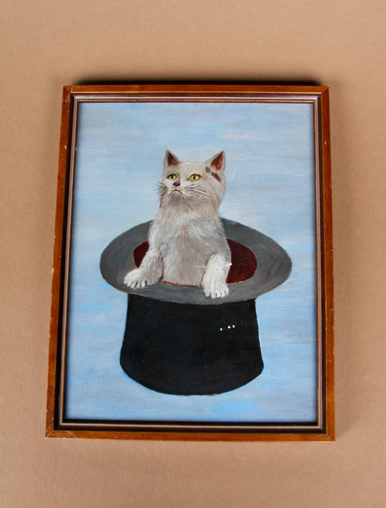 Vintage Oil Painting - Cat in a Hat