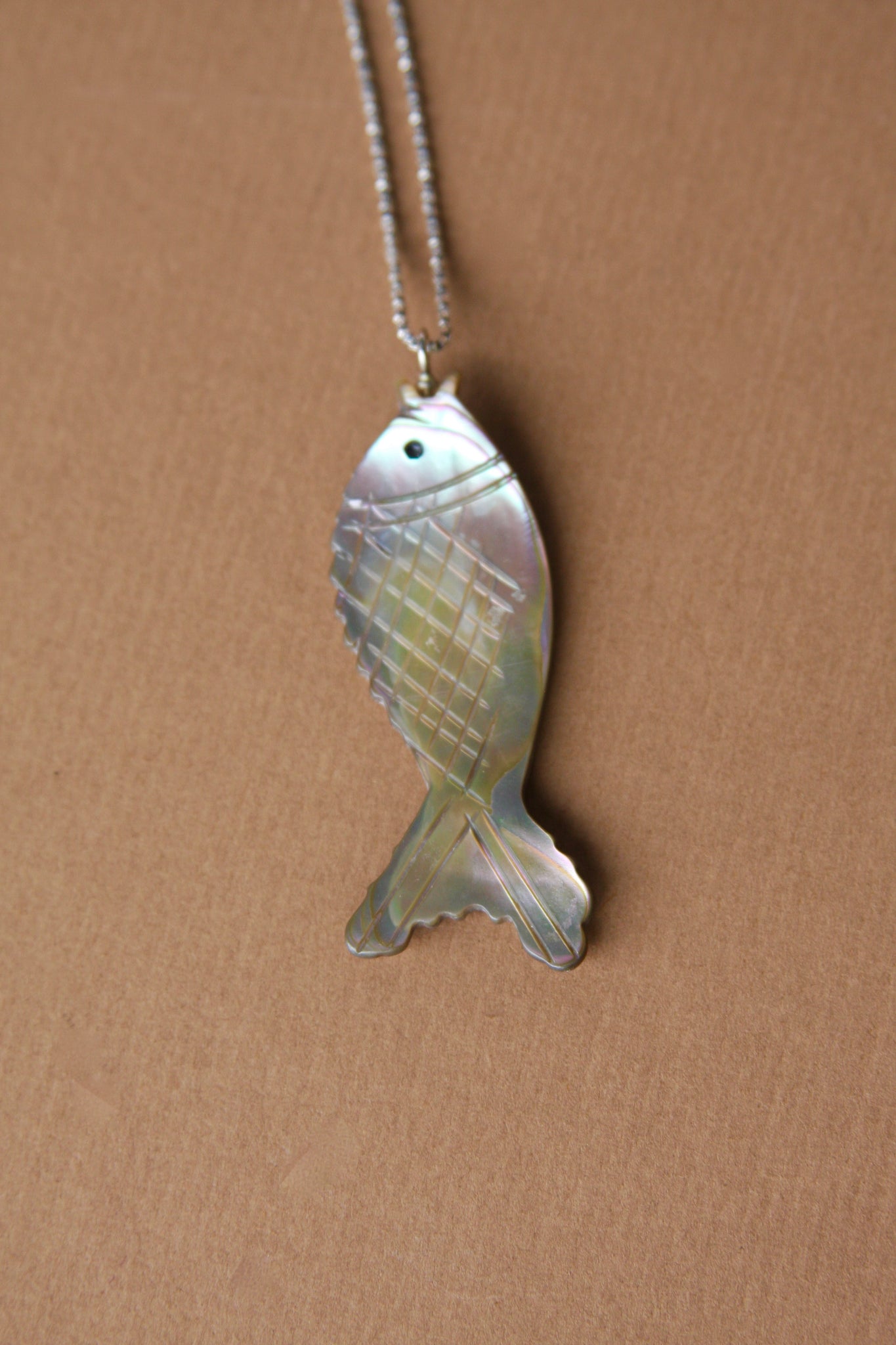 Vintage Mother Of Pearl Fish Necklace