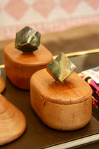 Green Serpantine Stone & Hand Carved Oval Wood Box