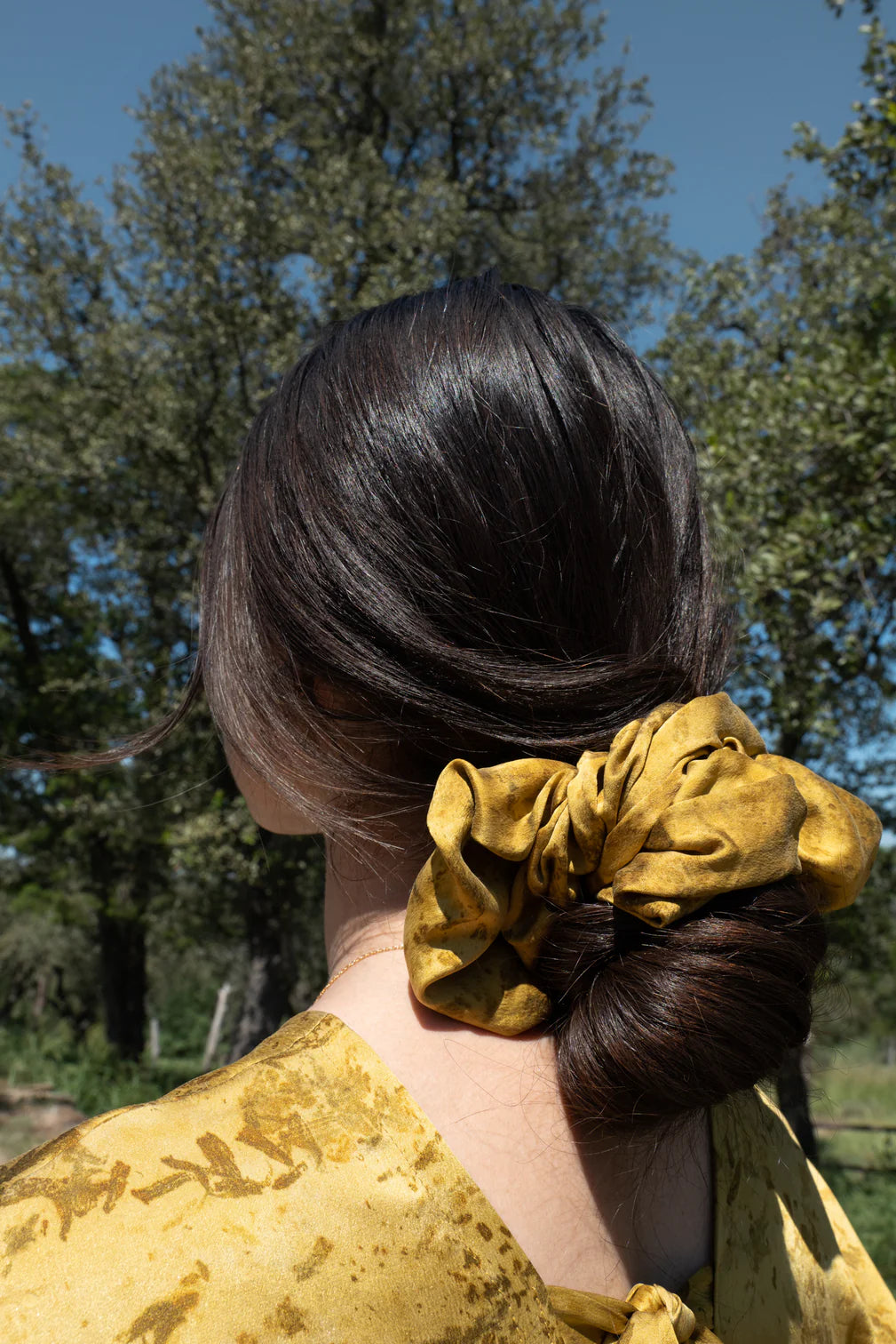 Chartreuse Green Zero Waste Silk Scrunchie Naturally Dyed