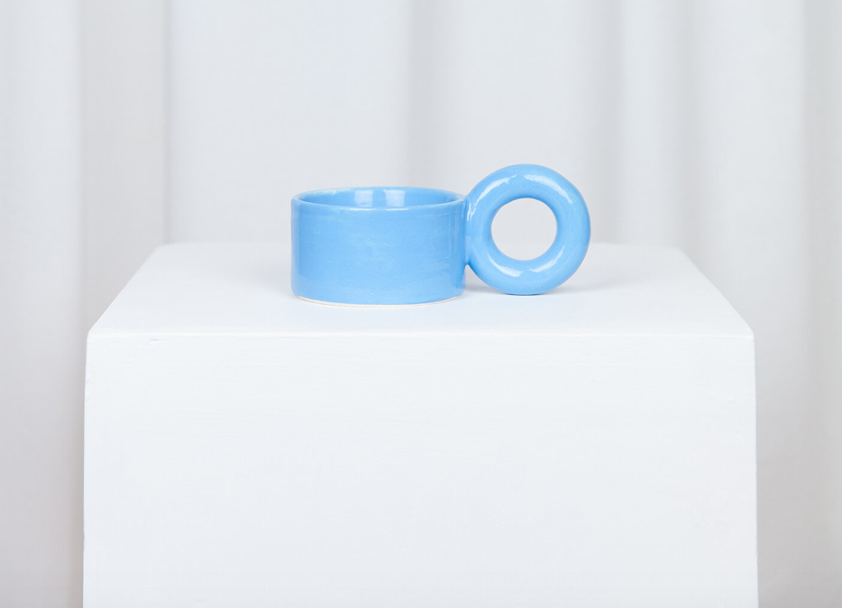 Blue Handmade Big Loop Ceramic Mug