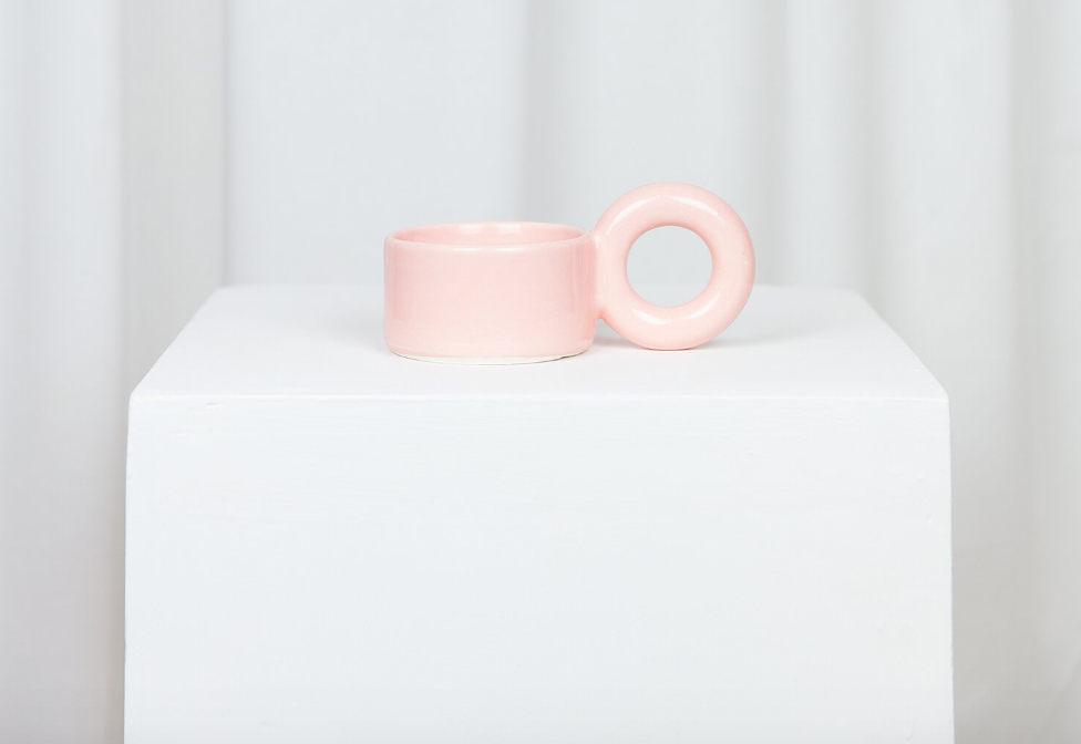 Pink Handmade Big Loop Ceramic Mug