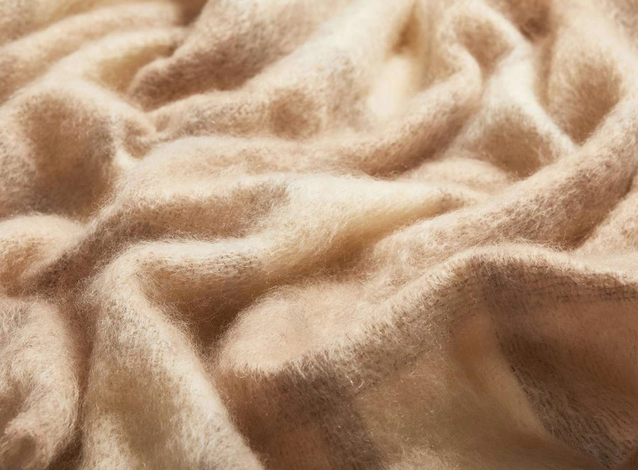 Cushendale Mohair Throw Blanket - Fawn Plaid