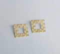 Square Checkerboard Earrings in Bronze