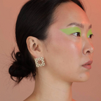Square Checkerboard Earrings in Bronze