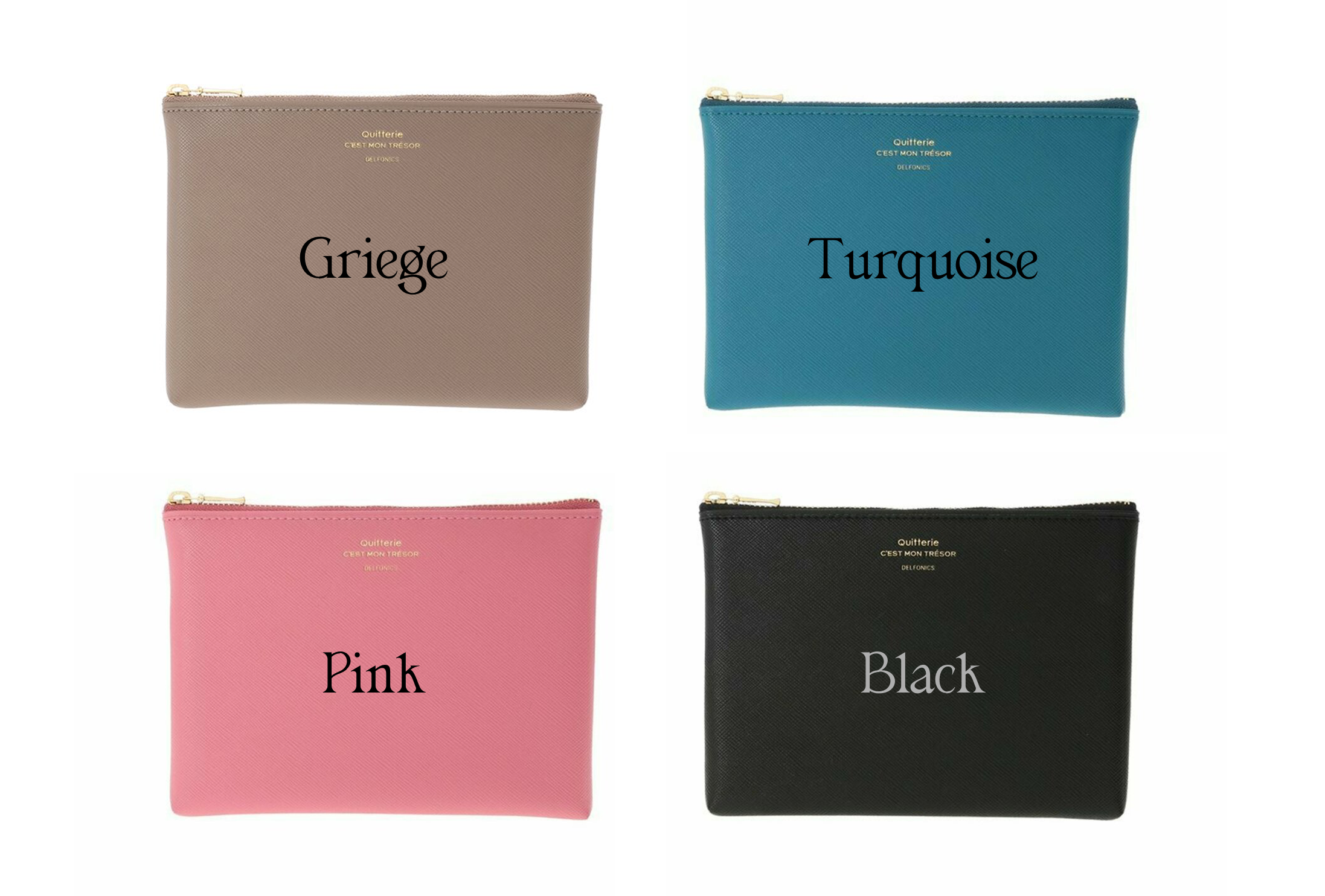 Vegan Leather Everyday Pouch With Zip - Made in Japan