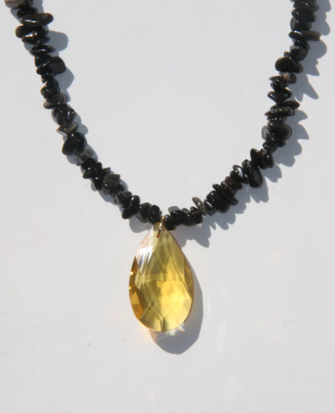 Silas - 16" Black Tourmaline + Czech Glass