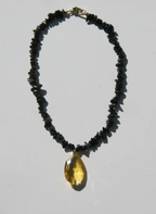 Silas - 16" Black Tourmaline + Czech Glass