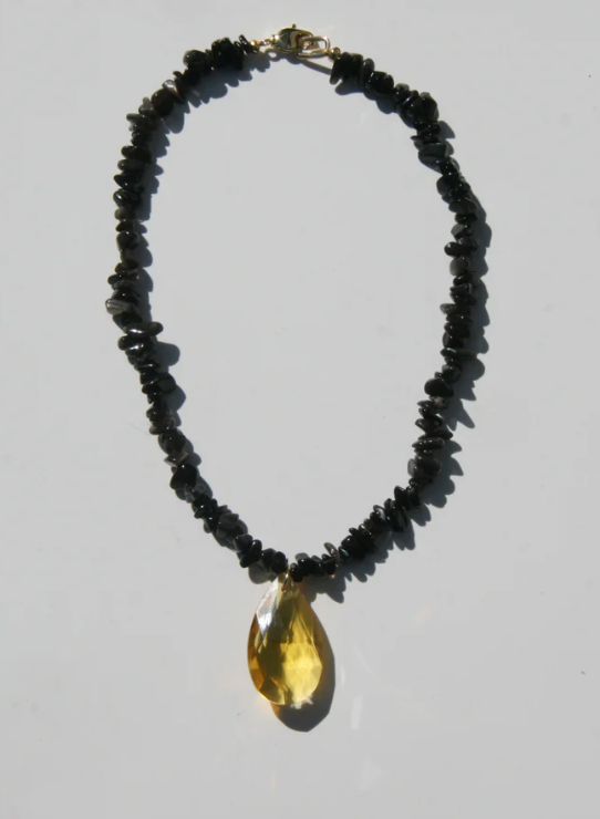Silas - 16" Black Tourmaline + Czech Glass