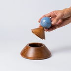 Blue Angelite Stone & Hand Carved Wood Box