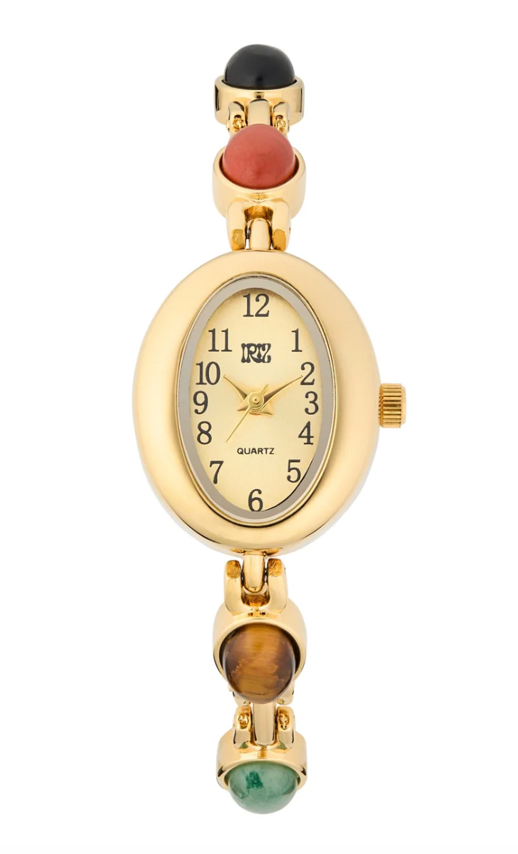 Gold Cairo Gem Stone Vintage Inspired Watch (links removable)