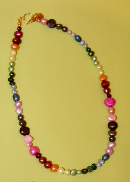 Rainbow Freshwater Pearl Handmade 15" Necklace