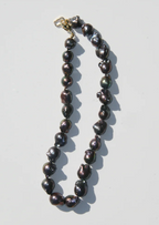 Peacock Black Baroque Pearl Necklace 16"