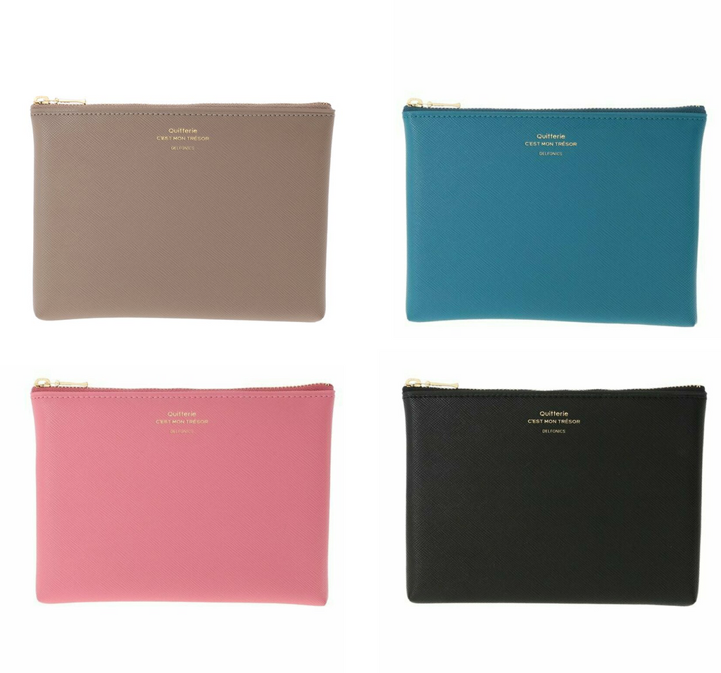 Vegan Leather Everyday Pouch With Zip - Made in Japan