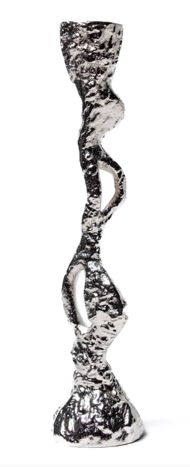 8" Seaworn Silver Candlestick Holder