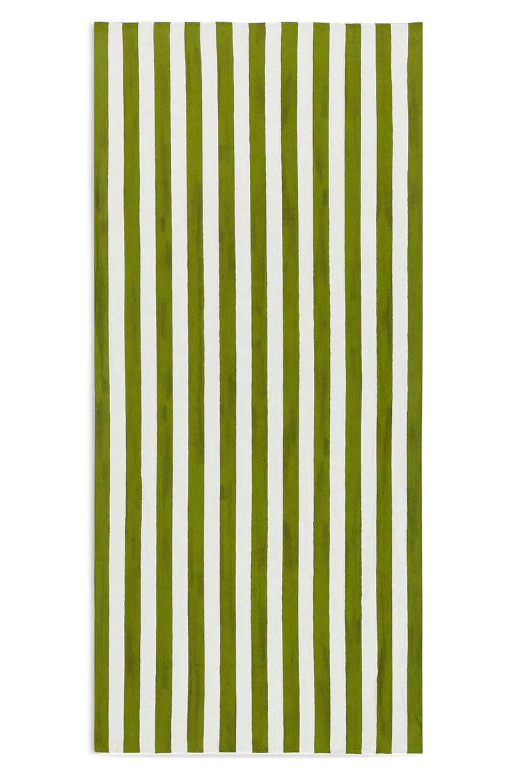 Stripe Linen Tablecloth in Green & White
