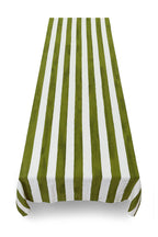 Stripe Linen Tablecloth in Green & White
