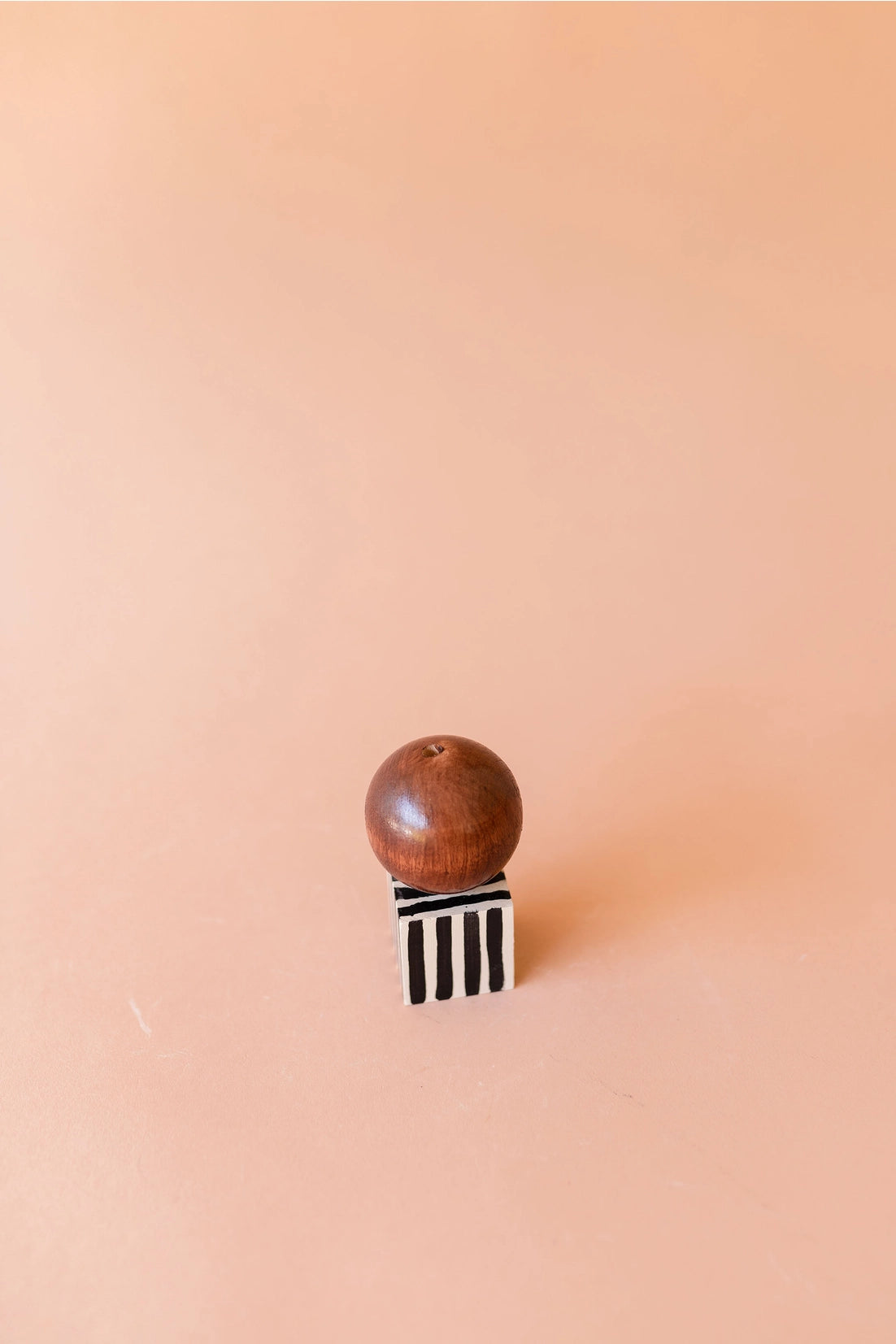 Hand Painted Wooden Incense Holder - Dark Wood + Black Stripes