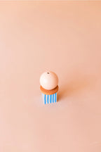 Hand Painted Wooden Incense Holder - Peach + Light Blue
