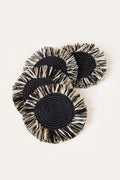 Mixed Raffia Fringe Set of 4 Coasters