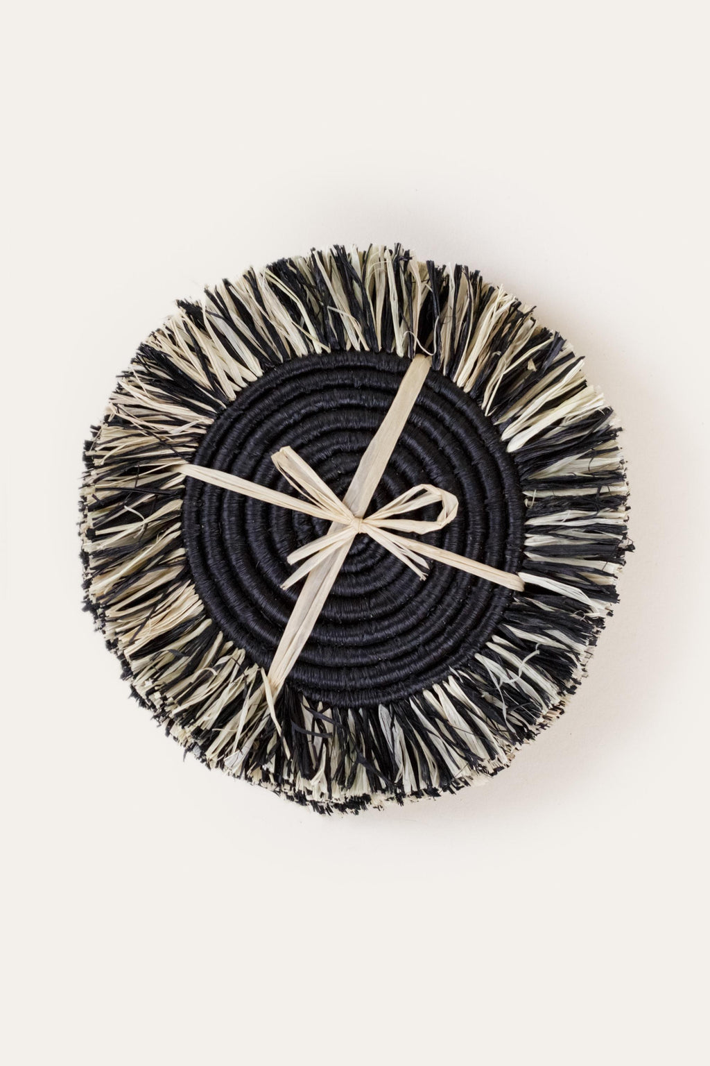 Mixed Raffia Fringe Set of 4 Coasters