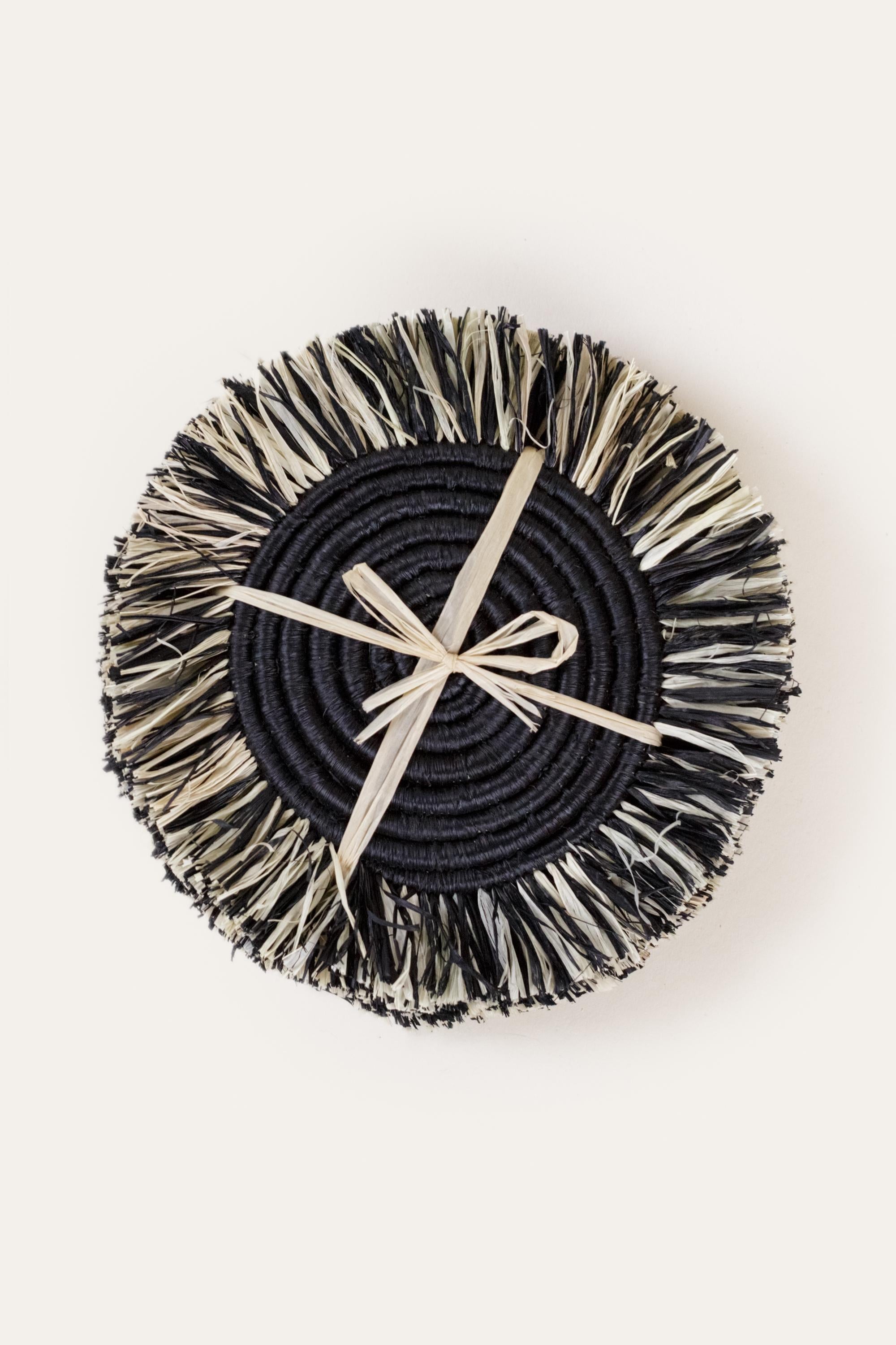 Mixed Raffia Fringe Set of 4 Coasters