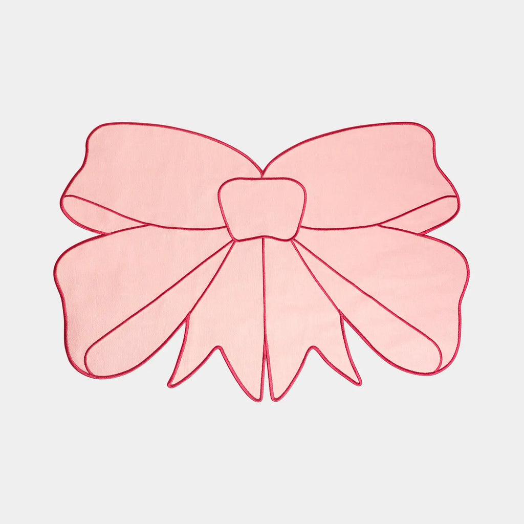 Pair of Pink Bow Linen Blend Placemats (Set of 2)