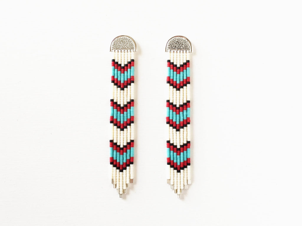 Western Japanese Glass Bead + Sterling Silver Earrings