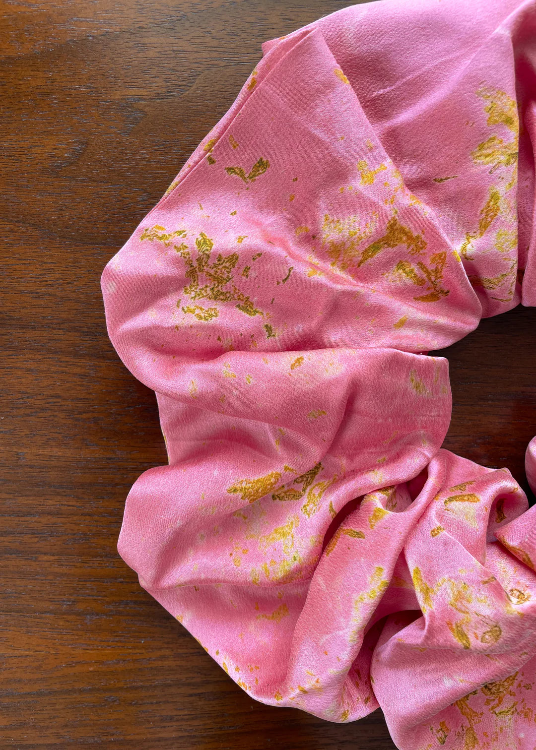 Pink & Gold Fleck Zero Waste Silk Scrunchie Naturally Dyed