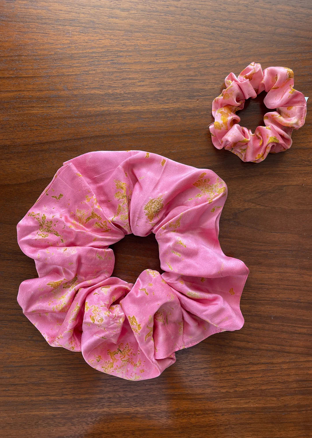 Pink & Gold Fleck Zero Waste Silk Scrunchie Naturally Dyed