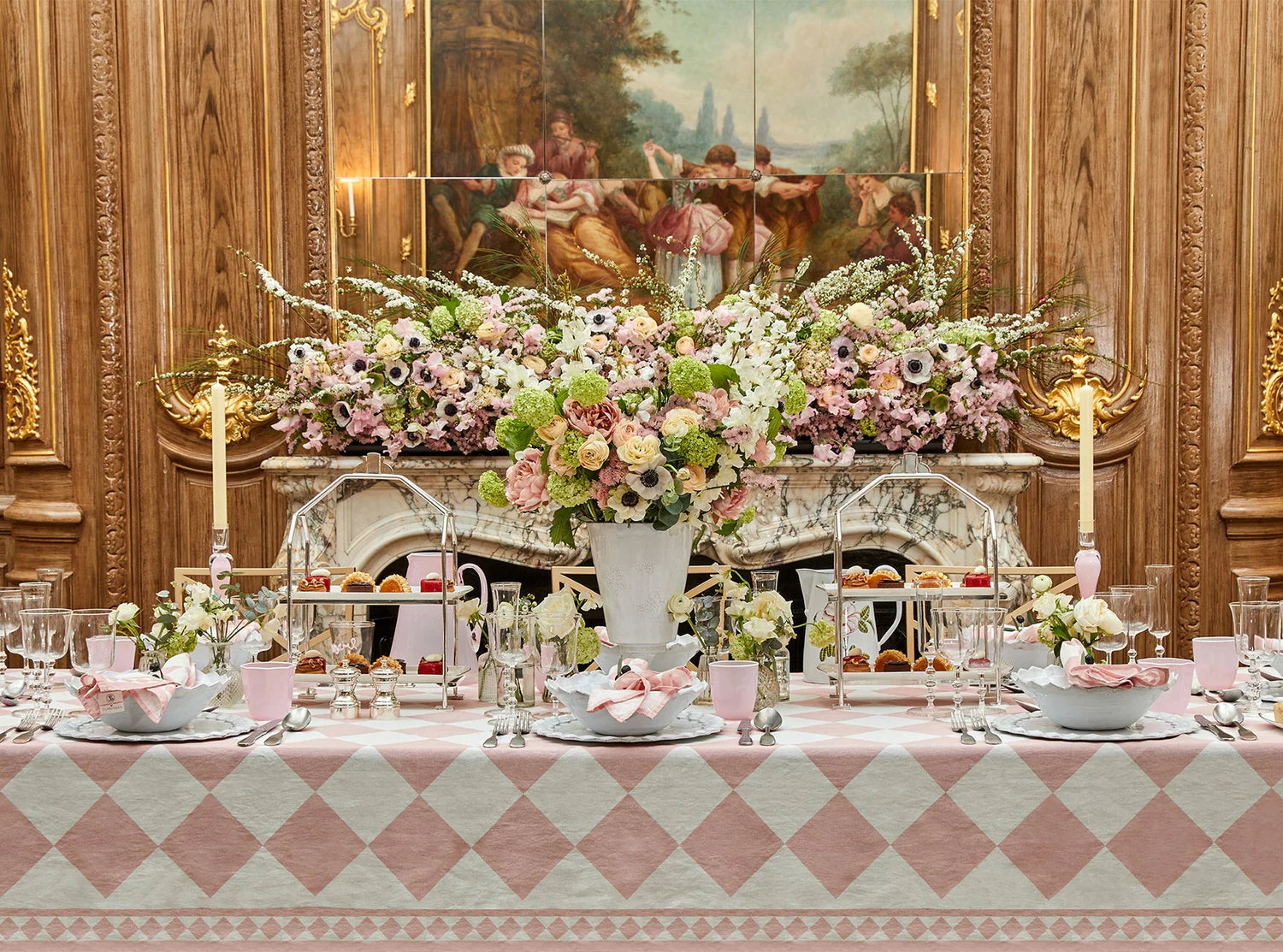 Pink Check Linen Tablecloth x Claridge's