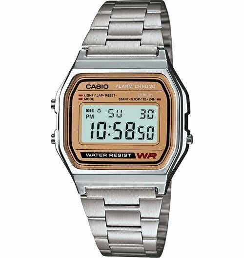 Casio Silver Classic Digital Watch With Gold Face
