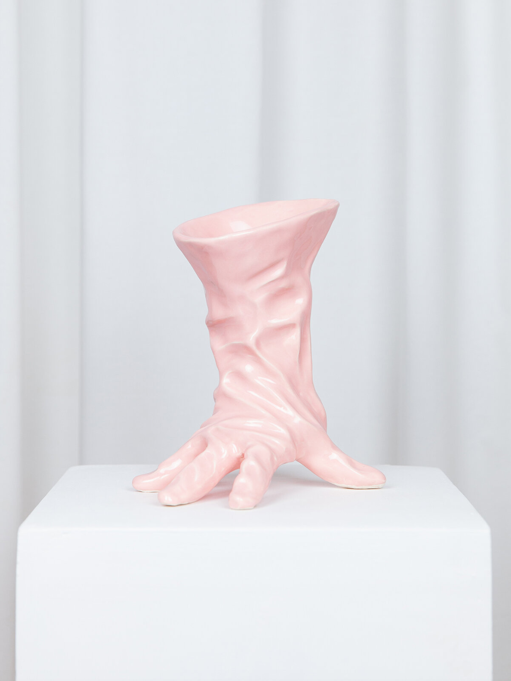 Handmade Ceramic Pink Glove Vase
