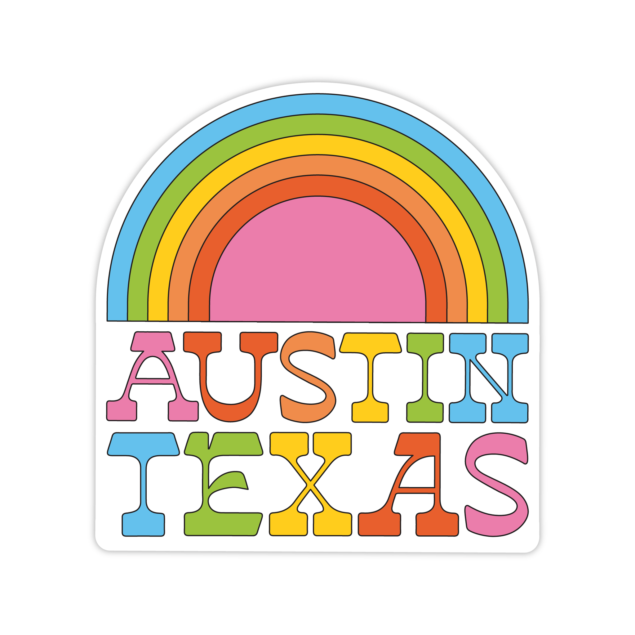Austin Texas Rainbow Sticker
